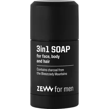 Sprchový gel Zew for men 3in1 Soap for Face, Body, Hair with Charcoal 85 g - Přírodní tuhé mýdlo v tyčince na obličej, tělo i vlasy