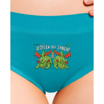 Souprava dámského spodního prádla Bastard Ježíšek na saních dámské kalhotky Turquoise