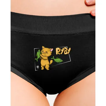 Souprava dámského spodního prádla Bastard Kočičí horoskop: Ryby dámské kalhotky Black