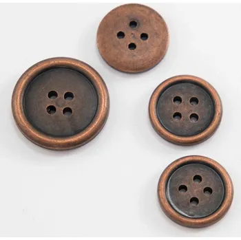 Knoflík Dírkový pokovený knoflík - tmavá měď - průměr 1,5 cm