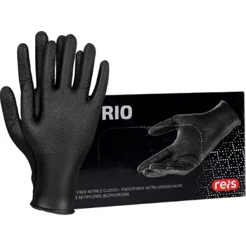 Pracovní rukavice Reis RNITRIO GRIFF rukavice bez pudru s diamantovou texturou černé 50 KS