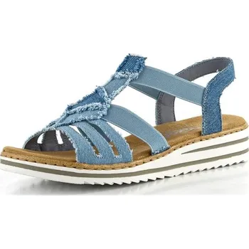 Dámské sandále Rieker sandály na klínku světle modré V0678-12 - 41 | P691522