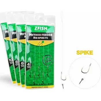 Rybářský háček Zfish návazec Method Feeder Rig Spike FC 5ks 10