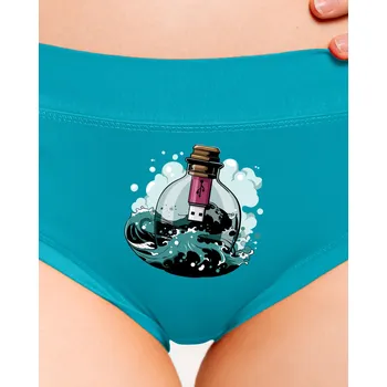 Souprava dámského spodního prádla Bastard USB vzkaz v láhvi dámské kalhotky Turquoise