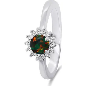 Prsten Brilio Silver Stříbrný prsten s opálem a zirkony RI056WBC 50 mm (Ag925/1000, 3,07 g)