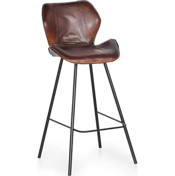 Barová židle Luxusní kožená barová židle Kaia 102cm - industriální