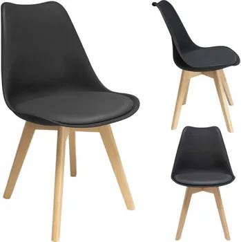 Jídelní židle Skandinávská plastová jídelní židle, eko kůže Stylo OSLO - černá
