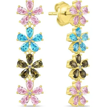 Náušnice Brilio Silver Pozlacené náušnice s barevnými zirkony Kytičky EA1033YRBW (Ag925/1000, 3,92 g)