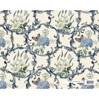 Balící papír Dárkový balicí papír FLORENTIA 70x100 cm - modrý vzor s květinami