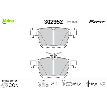 Brzdová destička Sada brzdových destiček, kotoučová brzda VALEO 302952