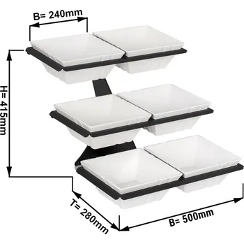 Vinotéka G.Gastro BLACK LINE Tiered Buffet Stand with 6 Melamine Bowls – Black - 498 × 240 mm Bowls - 500 × 280 × 415 mm