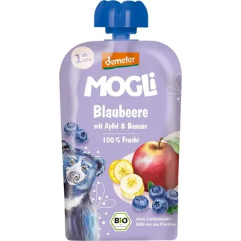 Mogli BIO Borůvková kapsička s jablkem a banánem s certifikací Demeter