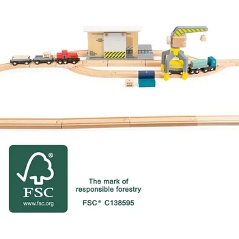 Vláček a vláčkodráha Small Foot Nákladní depo s příslušenstvím