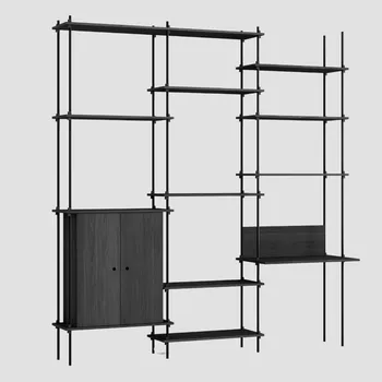 Kancelářská sestava Policový systém Floor "S.255.3.E." MOEBE BARVA: Černá