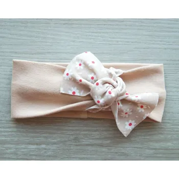 AMÁLKA Elastická čelenka oříšková, pentle sedmikrásky Velikost: 74-86