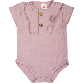 Kojenecký body Makoma Mušelínové body s volánky krátký rukáv Bamboo RŮŽOVÁ - 86