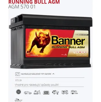 Autobaterie Autobaterie banner 70ah/720a running bull agm start-stop s rekuperací /278x175x190/ 0184737_A, , ,
