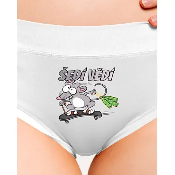 Souprava dámského spodního prádla Bastard Šedí vědí - myšák dámské kalhotky White