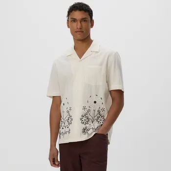 Pánská košile Reserved - Košile ze směsi lnu regular - krémová - 376BZ-01X - 376BZ-01X-S