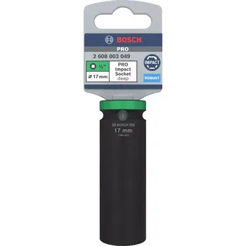 Prodloužená nástrčná hlavice Bosch PRO IMPACT SOCKET - 17mm, 1/2", čtyřhranné upínání, Cr-Mo ocel (2608003049)