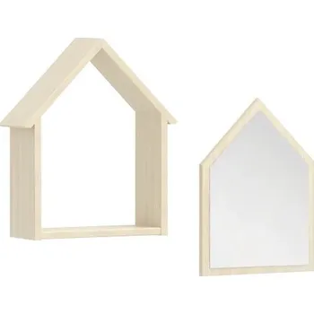 police Domečková police se zrcadlem Fairy - dub světlý