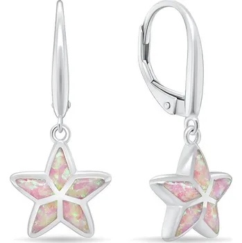 Náušnice Brilio Silver Stříbrné visací náušnice Hvězdičky s růžovými opály EA1162WP (Ag925/1000, 3,68 g)
