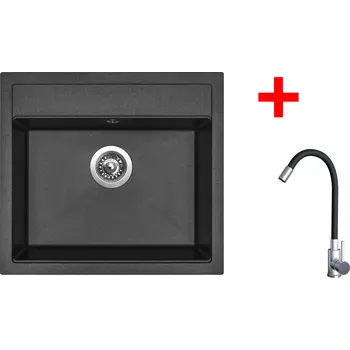 Granitový dřez Sinks SOLO 560 Metalblack + Elasta nerez/černá