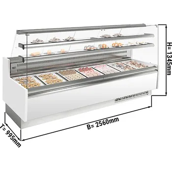 Vinotéka G.Gastro Cukrárenský pult hranatý 2,56 m / 0,98 m