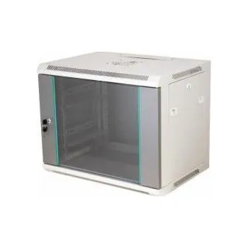 Rozvaděč Q-LANTEC 19" 18U nástěnný rack 600x450, prosklené dveře, šedý