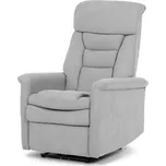 Polohovacíí křeslo s elektrickým ovládáním, potah stříbrná látka