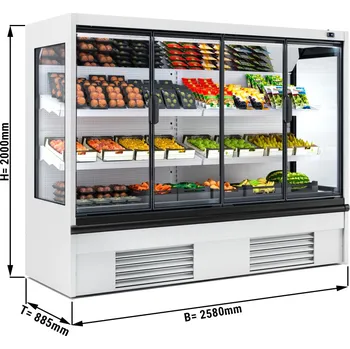 Vinotéka G.Gastro Přístěnný chladicí regál bílý - 2,58 x 0,88 m - se 2 policemi a zrcadlem