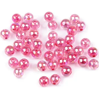 Korálek Plastové korálky duhové Ø8 mm Varianta: 3 růžová, Balení: 10 g
