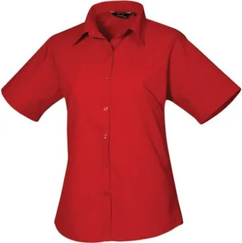Dámská košile Premier Workwear Dámská košile s krátkým rukávem PR302 Red -ca. Pantone 200 40 (M/12)