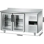 G.Gastro Chladicí stůl na nápoje ECO - 1,36 x 0,7 m - se 2 skleněnými dveřmi