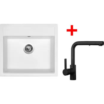 Granitový dřez Sinks SOLO 560 Milk + ENIGMA S Černá matná