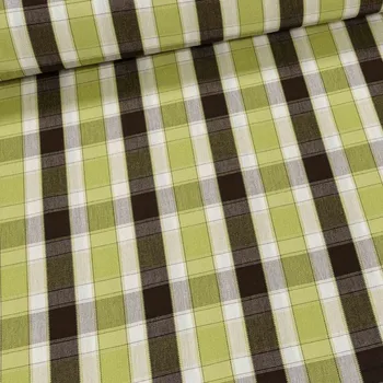 Potahové akrylové plátno (dralon, teflon) na zahradní nábytek, zeleno-hnědé pruhokáro, š.180cm (látka v metráži)