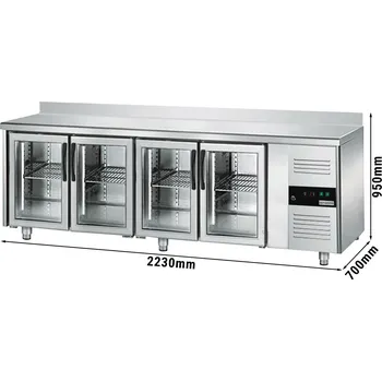 Lednice G.Gastro ECO chladicí stůl na nápoje - 2,2 x 0,7 m - se 4 skleněnými dveřmi