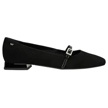 Dámské polobotky Černé Baleríny S Lakovaným Páskem Přes Nárt Wojas 4405171 38