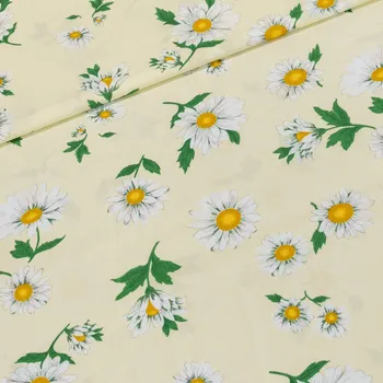 Bavlněné plátno ARIA kopretiny na krémové, š.160cm (látka v metráži)