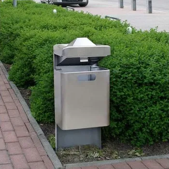 Venkovní odpadkový koš Kovový venkovní koš Pyramida, objem 35 l, s popelníkem, k zabetonování, pozinkovaný