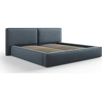 Postel Tmavě modrá čalouněná dvoulůžková postel s úložným prostorem a roštem 140x200 cm Arendal – Cosmopolitan Design ID_1599022