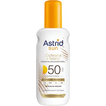 Přípravek na opalování Astrid Sun ochrana a bronz mléko na opalování ve spreji SPF50 150 ml