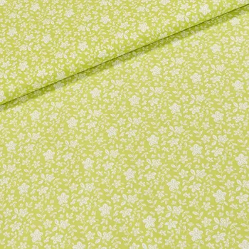 Bavlněné plátno 1560502/08, bílé květinky na zelené, š.150cm (látka v metráži)