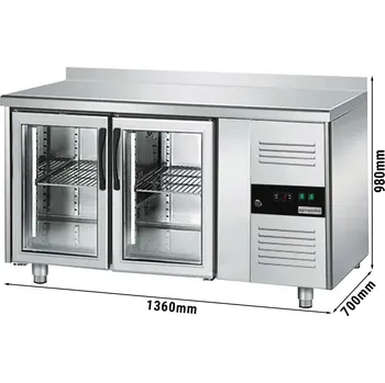 Lednice G.Gastro Chladicí stůl na nápoje ECO - 1,36 x 0,7 m - se 2 skleněnými dveřmi