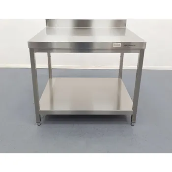 Jídelní stůl G.Gastro Nerezový pracovní stůl PREMIUM se spodní policí a zadním lemem - 1000 x 800 x 970 mm