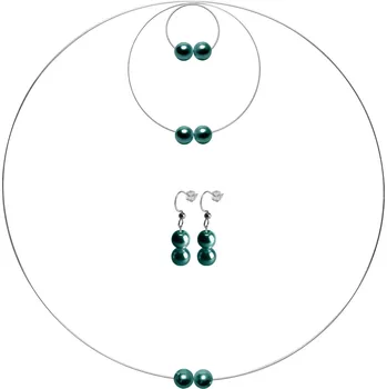 Souprava šperků Dámské šperkové sety venuše, náhrdelníky, náramky, náušnice a prsteny s modrozelenými perličkami