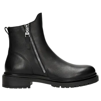 Dámské polobotky Černé Kožené Kotníkové Boty Na Zip Wojas 5527851 37