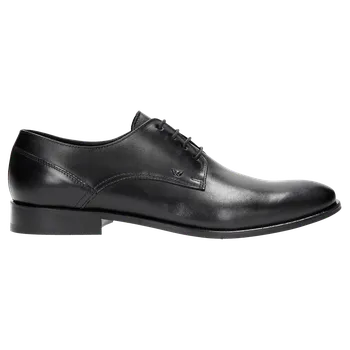 Pánské polobotky Černé Pánské Kožené Boty V Jednoduchém Stylu Wojas 703051 45