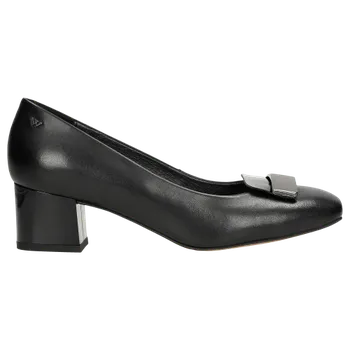 Dámské lodičky Černé Kožené Dámské Lodičky S Aplikací Na Špičce Wojas 3509751 39