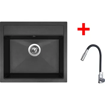 Granitový dřez Sinks SOLO 560 Granblack + ELASTA S nerez/černá